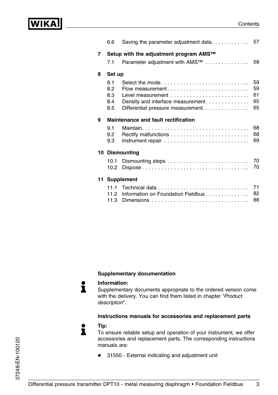 WIKA DPT-10 User Manual | Page 3 / 92