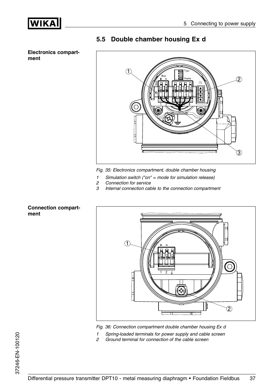 5 double chamber housing exd, 5 double chamber housing ex d | WIKA DPT-10 User Manual | Page 37 / 92