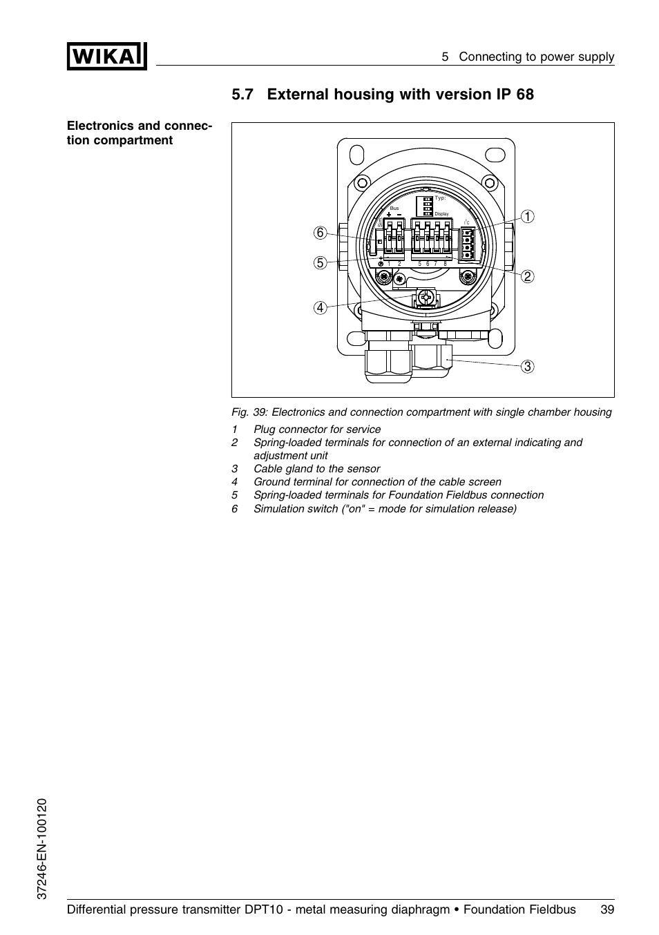 7 external housing with version ip68, 7 external housing with version ip 68 | WIKA DPT-10 User Manual | Page 39 / 92