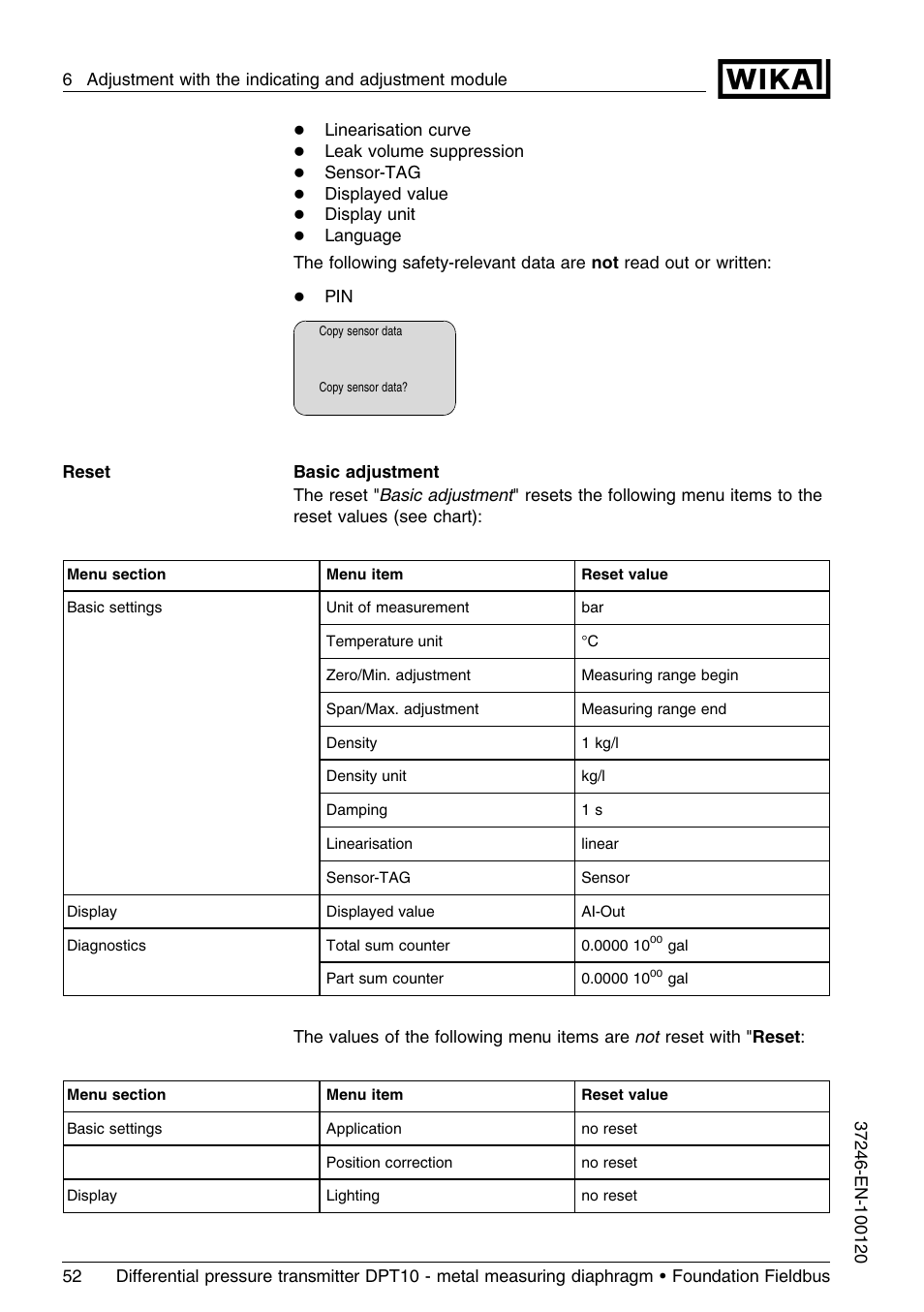 WIKA DPT-10 User Manual | Page 52 / 92