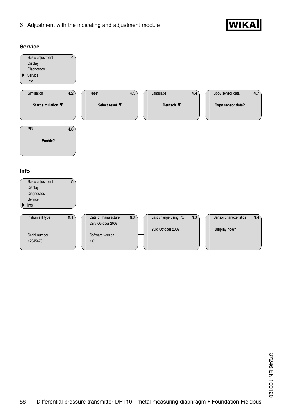 Service, Info | WIKA DPT-10 User Manual | Page 56 / 92