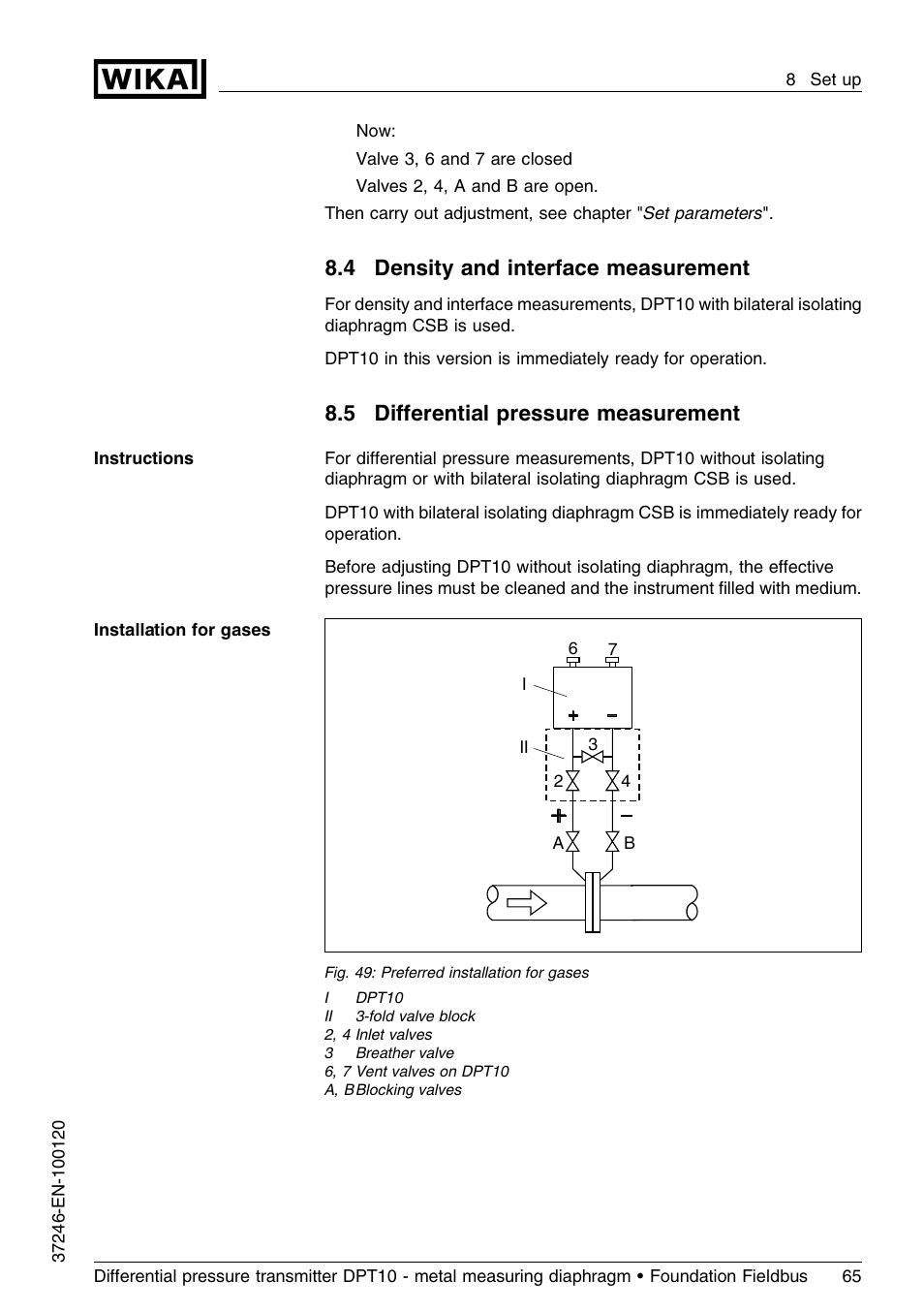4 density and interface measurement, 5 differential pressure measurement, 5 diﬀerential pressure measurement | WIKA DPT-10 User Manual | Page 65 / 92