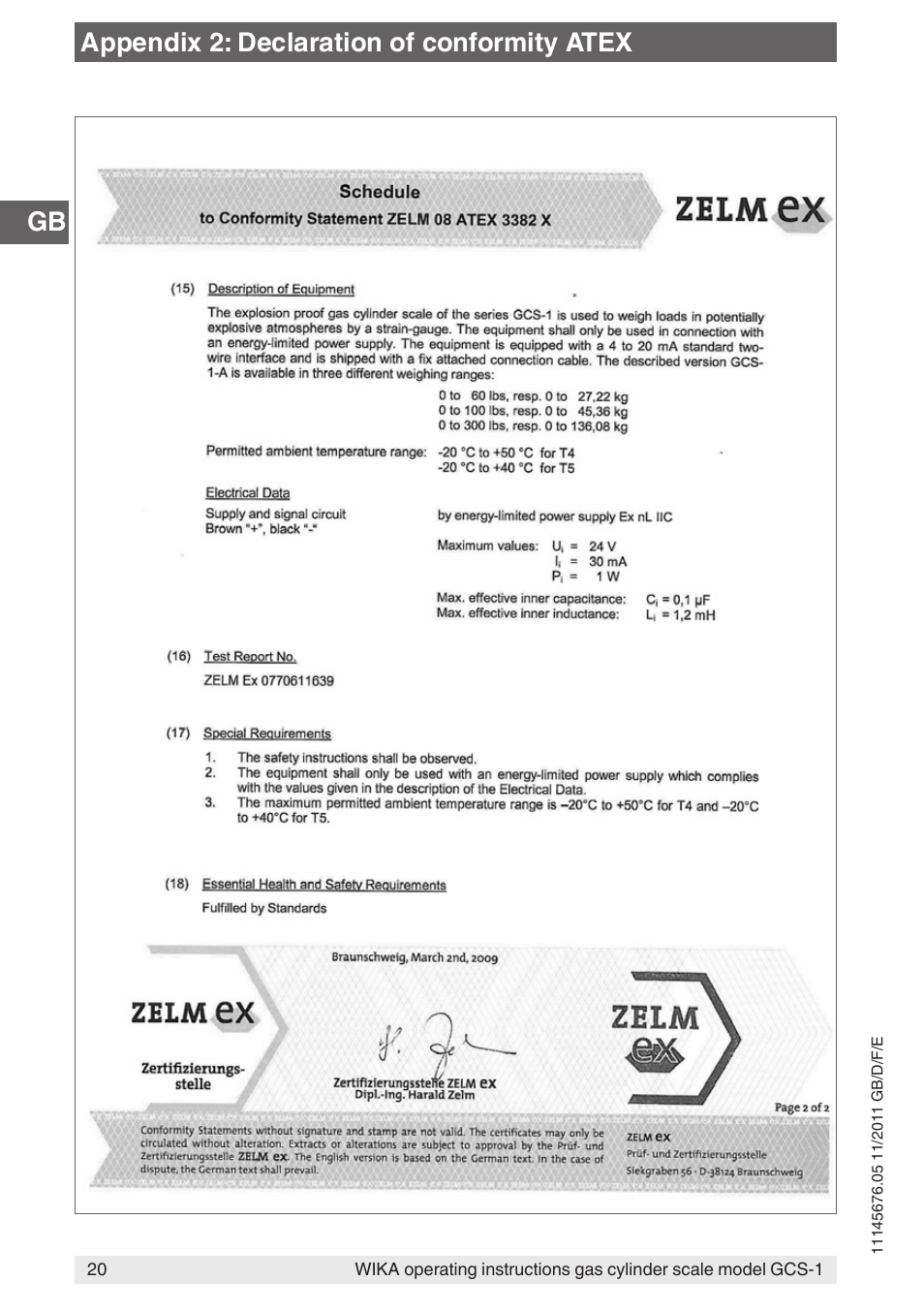 Appendix 2: declaration of conformity atex | WIKA GCS-1 User Manual | Page 20 / 76