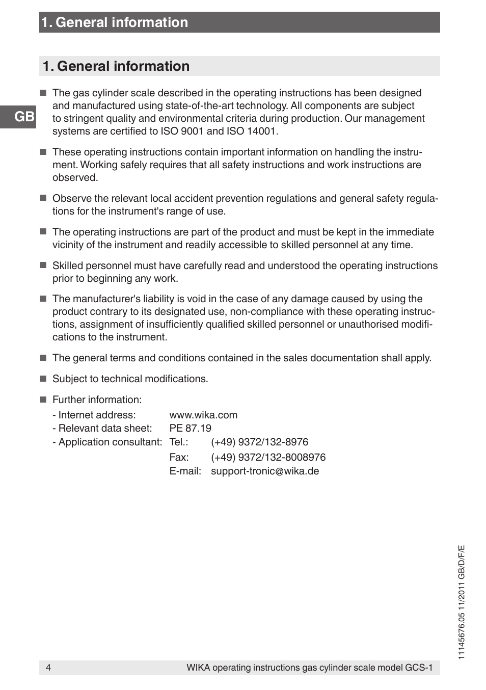 General information | WIKA GCS-1 User Manual | Page 4 / 76