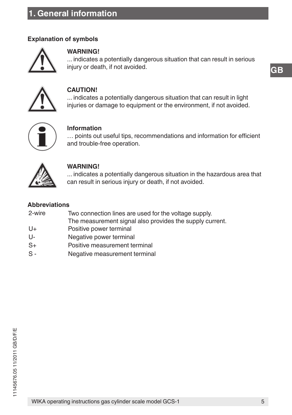 General information | WIKA GCS-1 User Manual | Page 5 / 76