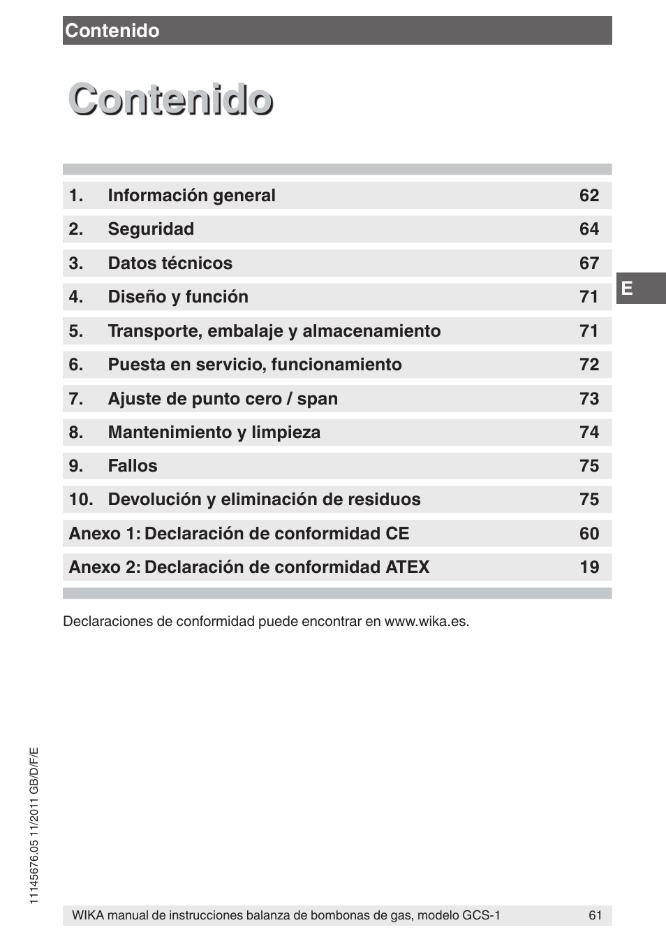 WIKA GCS-1 User Manual | Page 61 / 76