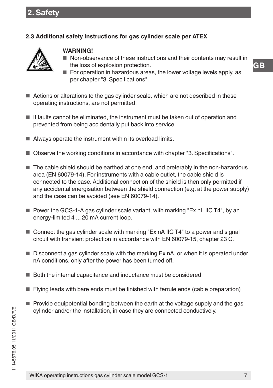 Safety | WIKA GCS-1 User Manual | Page 7 / 76