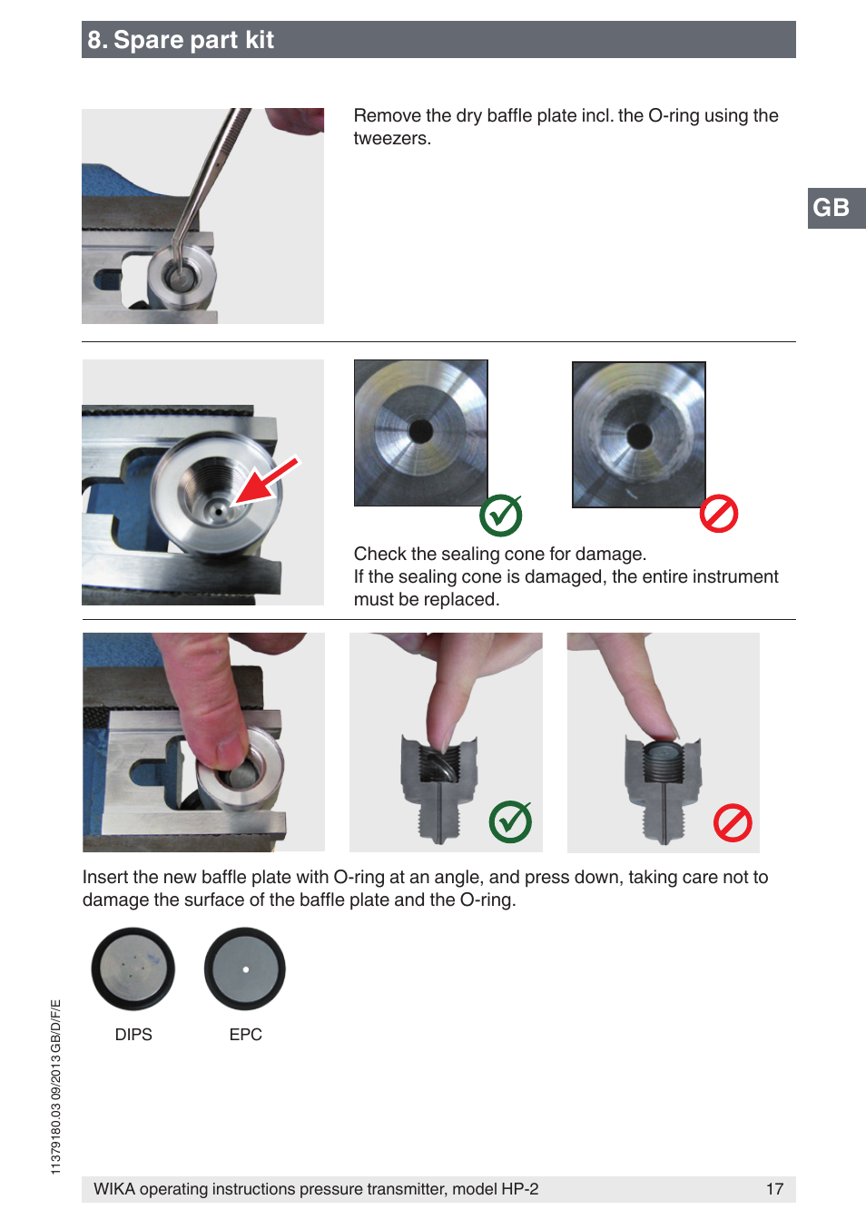 Gb 8. spare part kit | WIKA HP-2 User Manual | Page 17 / 84