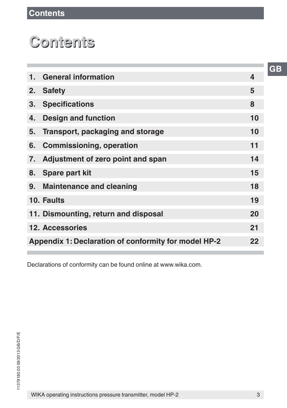 WIKA HP-2 User Manual | Page 3 / 84