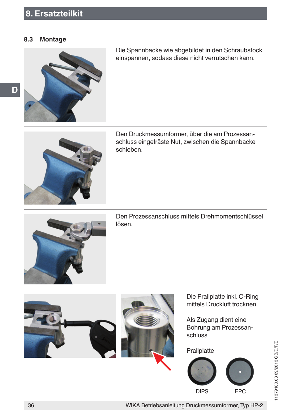 Ersatzteilkit | WIKA HP-2 User Manual | Page 36 / 84