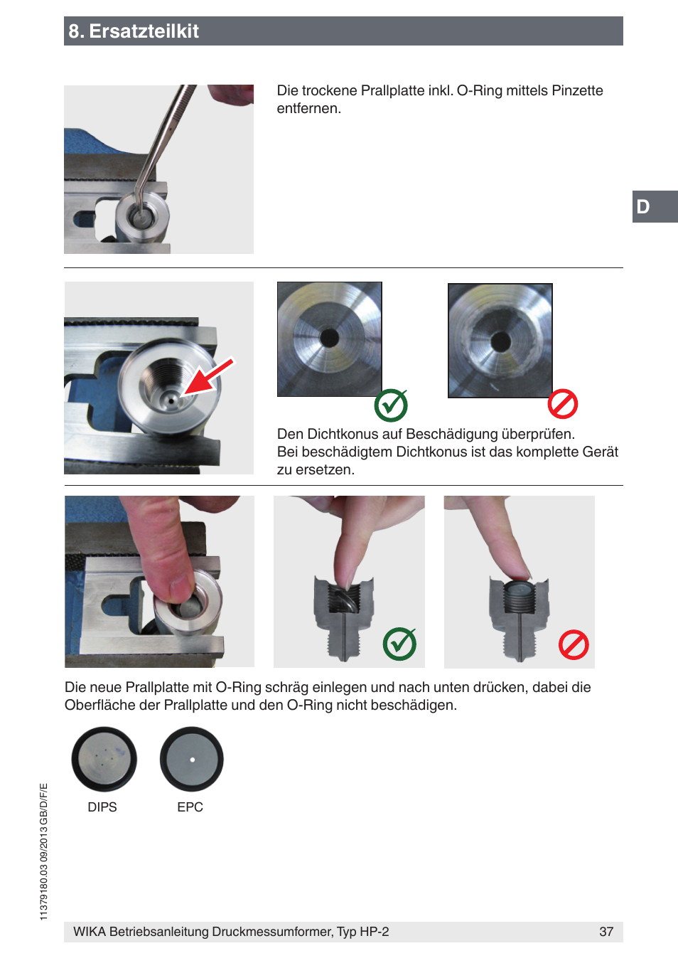 Ersatzteilkit | WIKA HP-2 User Manual | Page 37 / 84