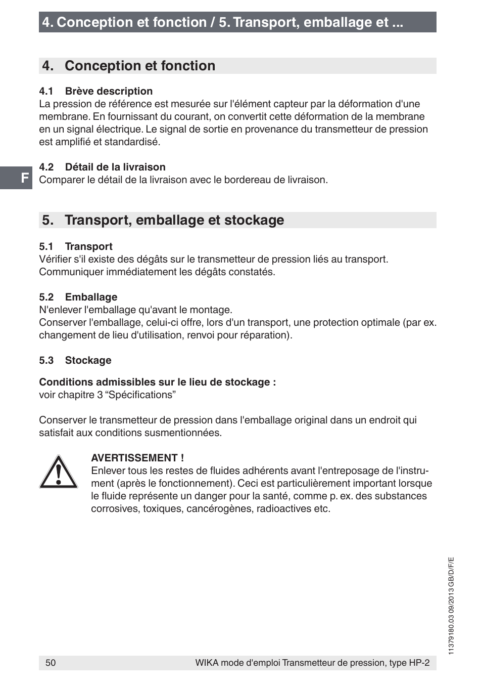 Transport, emballage et stockage | WIKA HP-2 User Manual | Page 50 / 84