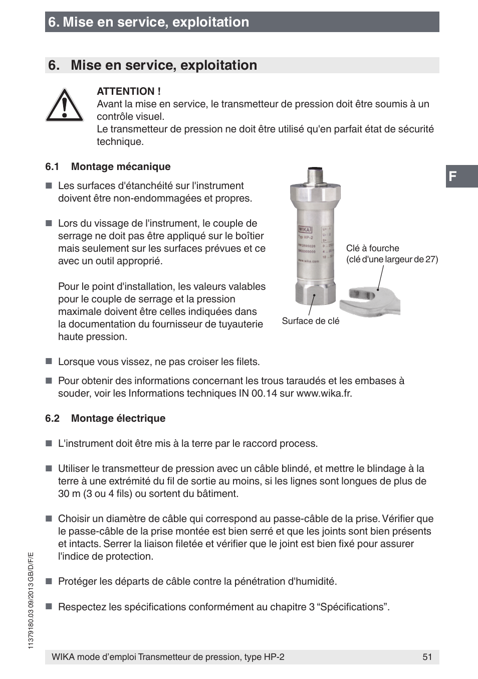 Mise en service, exploitation | WIKA HP-2 User Manual | Page 51 / 84