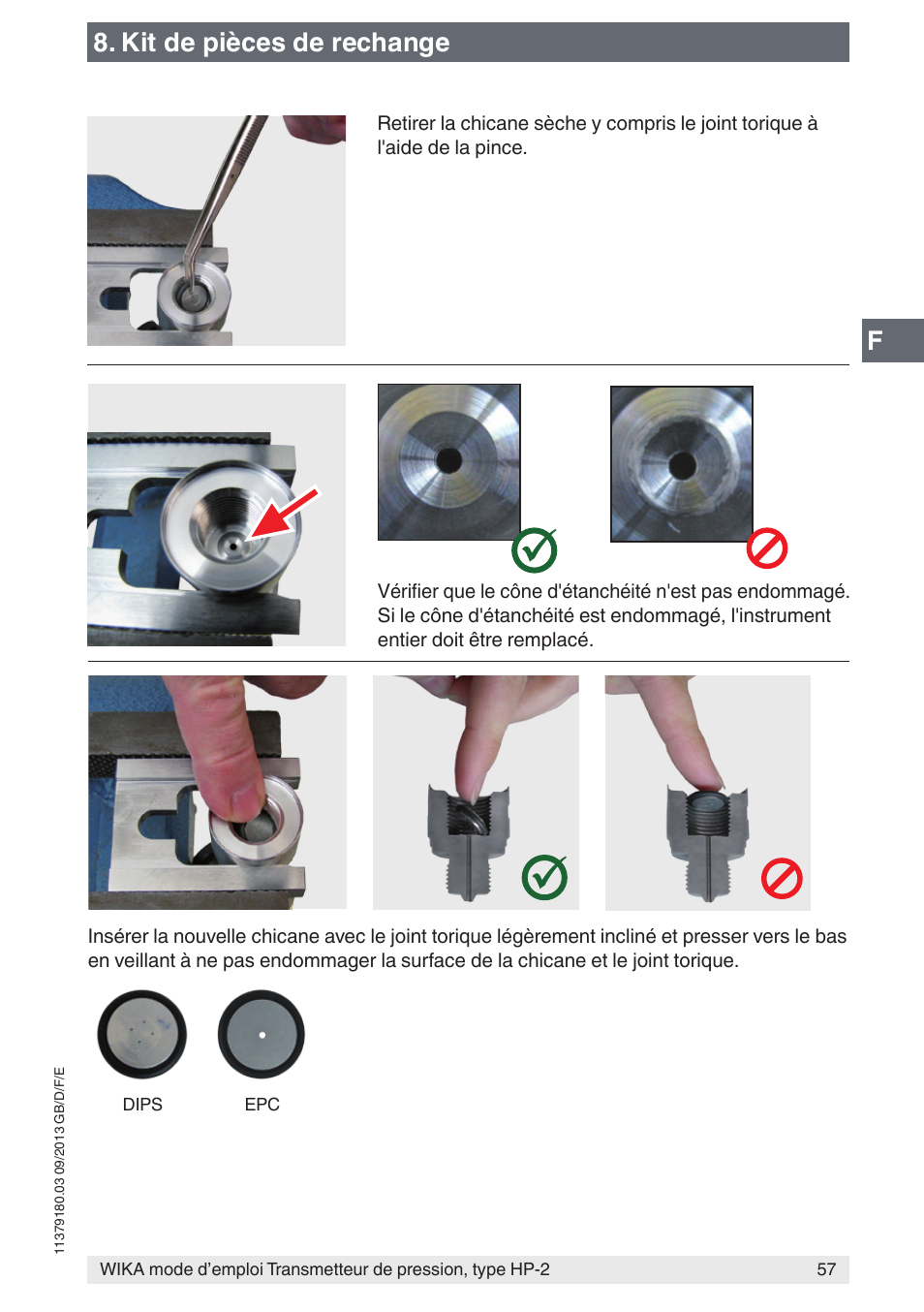 Kit de pièces de rechange | WIKA HP-2 User Manual | Page 57 / 84
