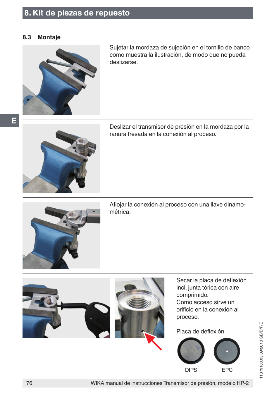 Kit de piezas de repuesto | WIKA HP-2 User Manual | Page 76 / 84