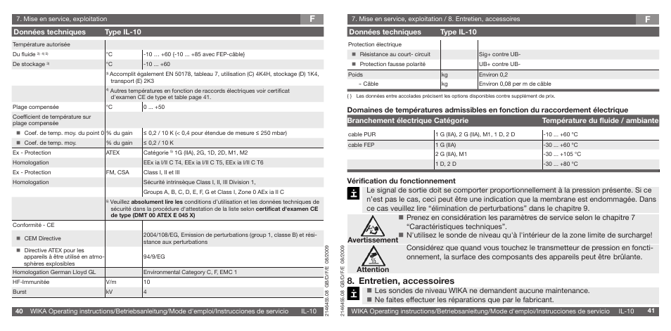 Entretien, accessoires | WIKA IL-10 User Manual | Page 21 / 31