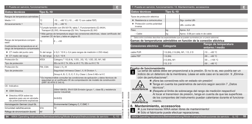 Mantenimiento, accessorios | WIKA IL-10 User Manual | Page 28 / 31