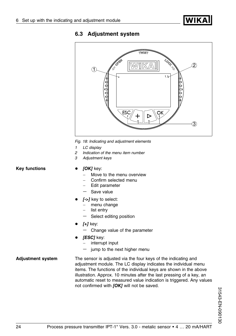 3 adjustment system | WIKA IPT-11 User Manual | Page 24 / 56