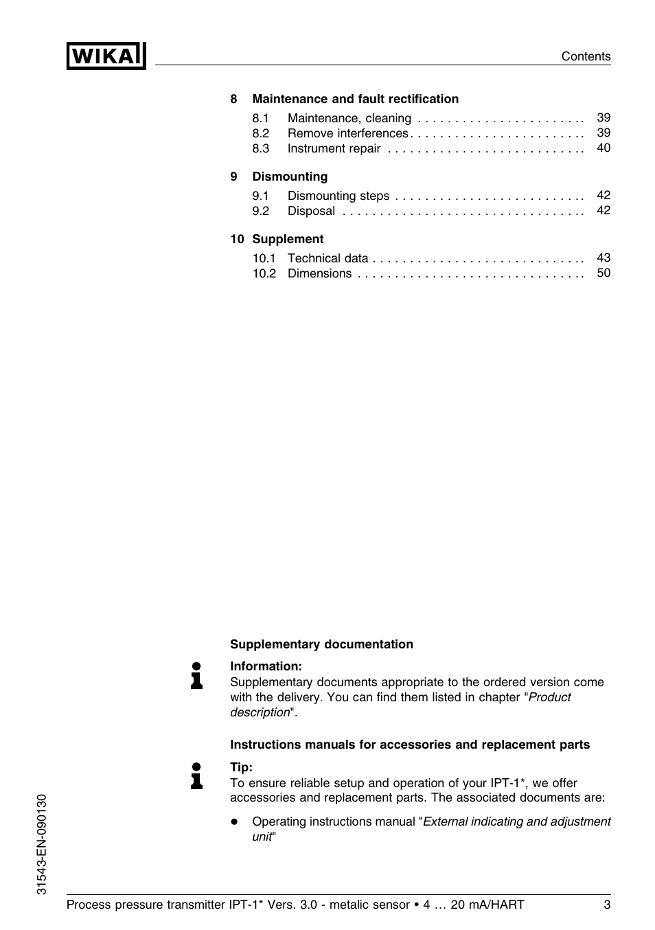 WIKA IPT-11 User Manual | Page 3 / 56