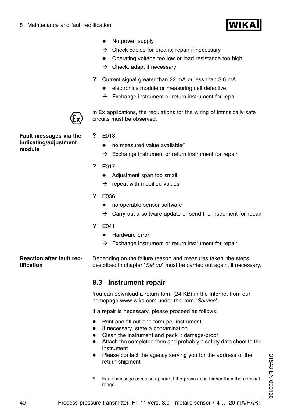 3 instrument repair | WIKA IPT-11 User Manual | Page 40 / 56