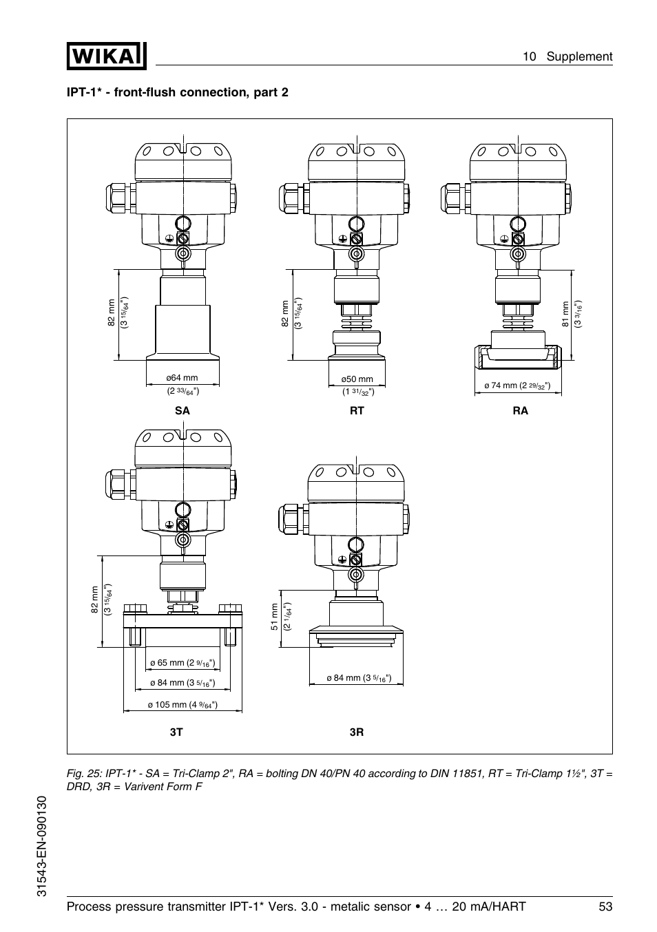 Ipt-1* - front-ﬂush connection, part 2 | WIKA IPT-11 User Manual | Page 53 / 56