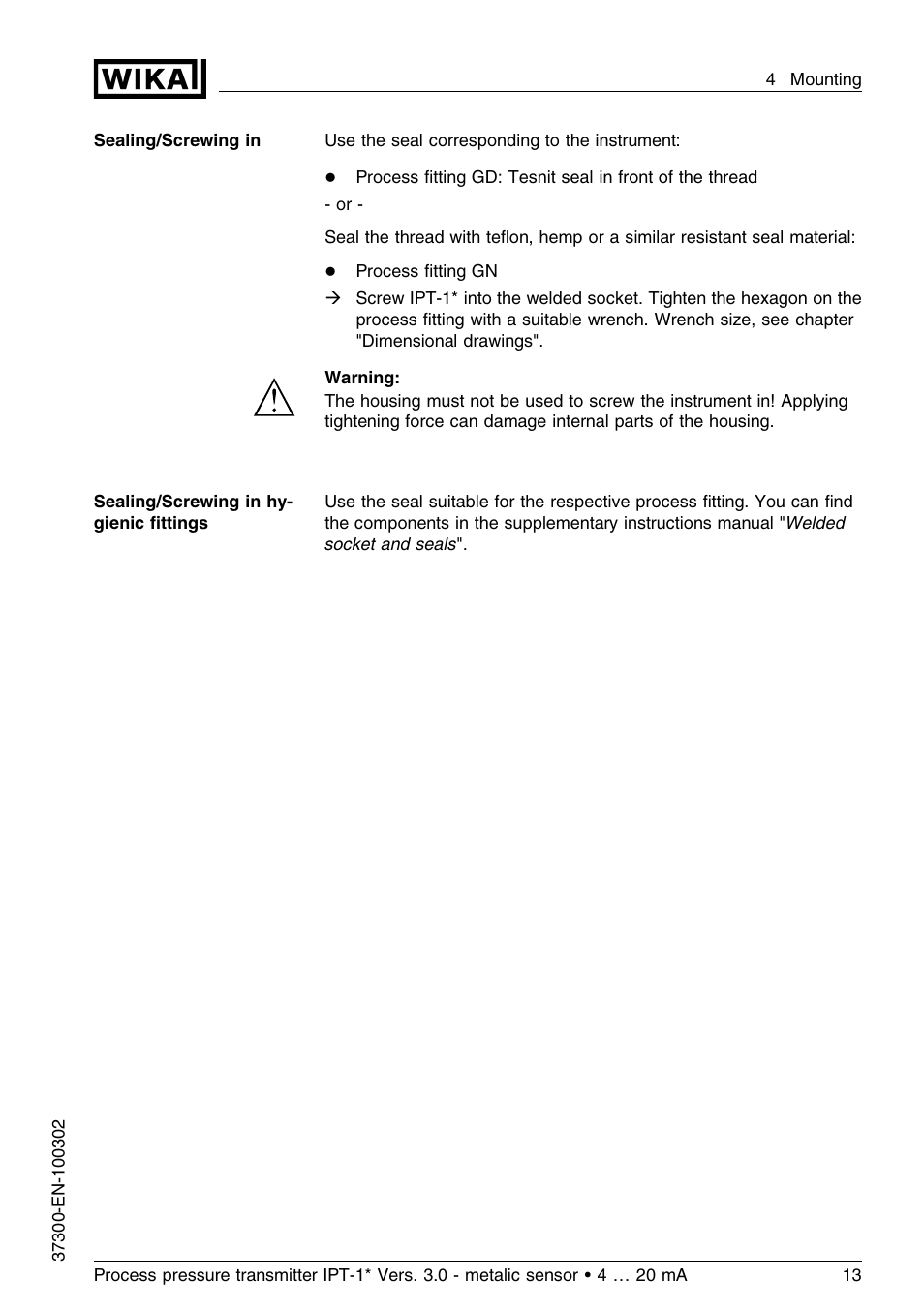 WIKA IPT-11 User Manual | Page 13 / 48