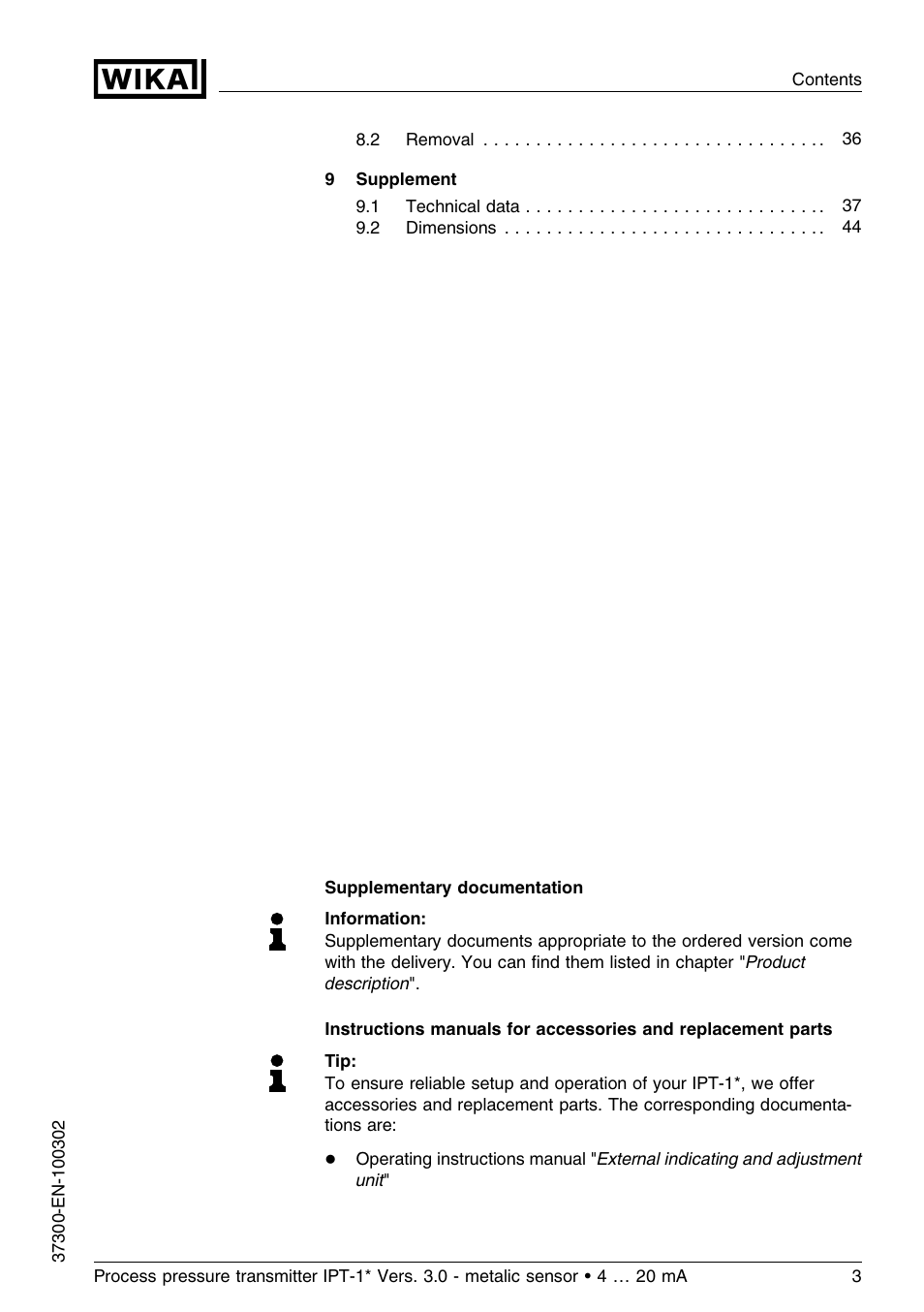 WIKA IPT-11 User Manual | Page 3 / 48