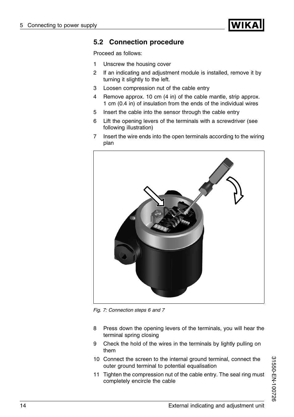 2 connection procedure | WIKA IPT-11 User Manual | Page 14 / 28