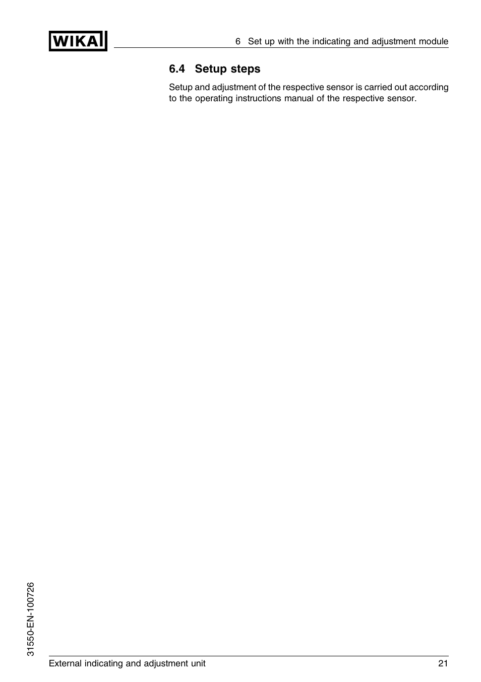 4 setup steps | WIKA IPT-11 User Manual | Page 21 / 28