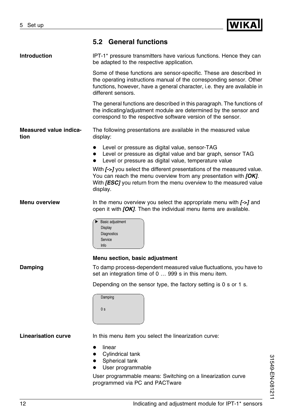 2 general functions | WIKA IPT-11 User Manual | Page 12 / 36