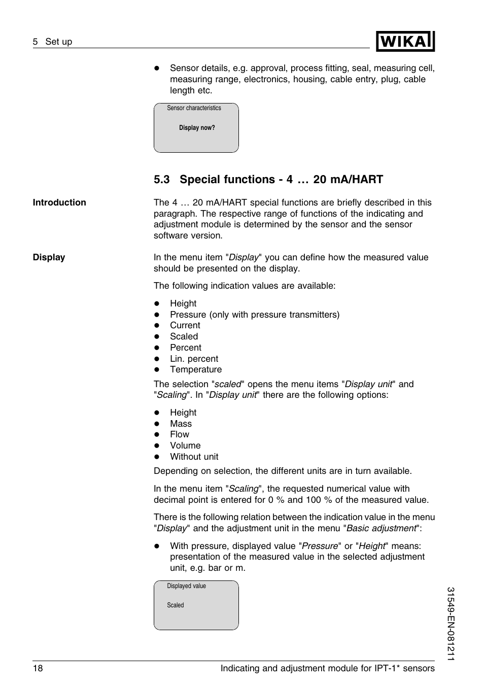 3 special functions - 4 … 20 ma/hart | WIKA IPT-11 User Manual | Page 18 / 36