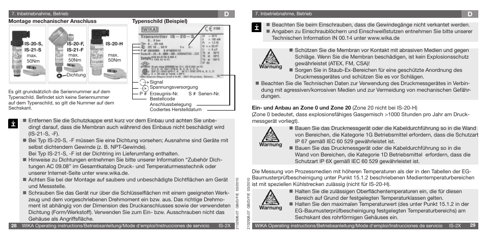 WIKA IS-21-F User Manual | Page 15 / 43