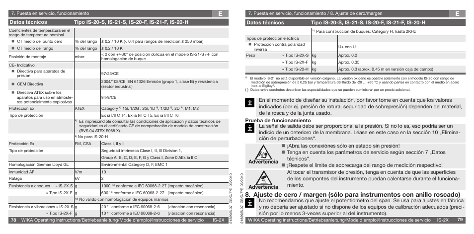 Advertencia | WIKA IS-21-F User Manual | Page 40 / 43