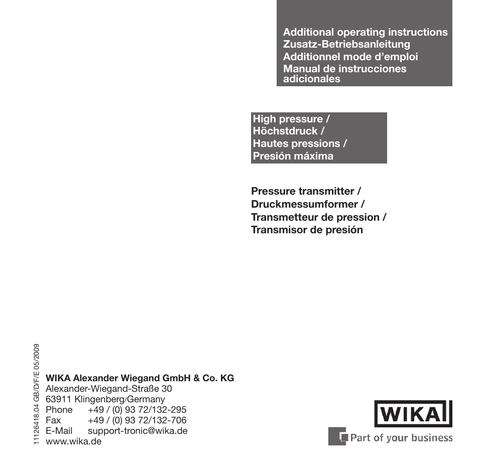 WIKA IS-20-H User Manual | 7 pages