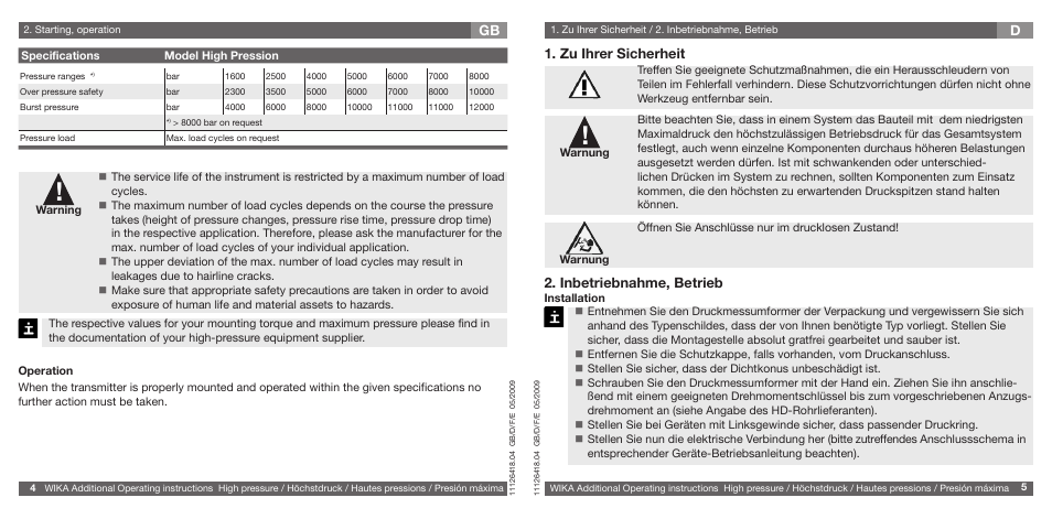 Inbetriebnahme, betrieb, Zu ihrer sicherheit | WIKA IS-20-H User Manual | Page 3 / 7