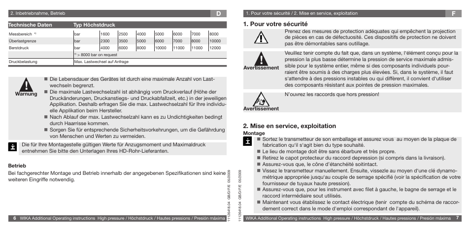 Mise en service, exploitation, Pour votre sécurité | WIKA IS-20-H User Manual | Page 4 / 7