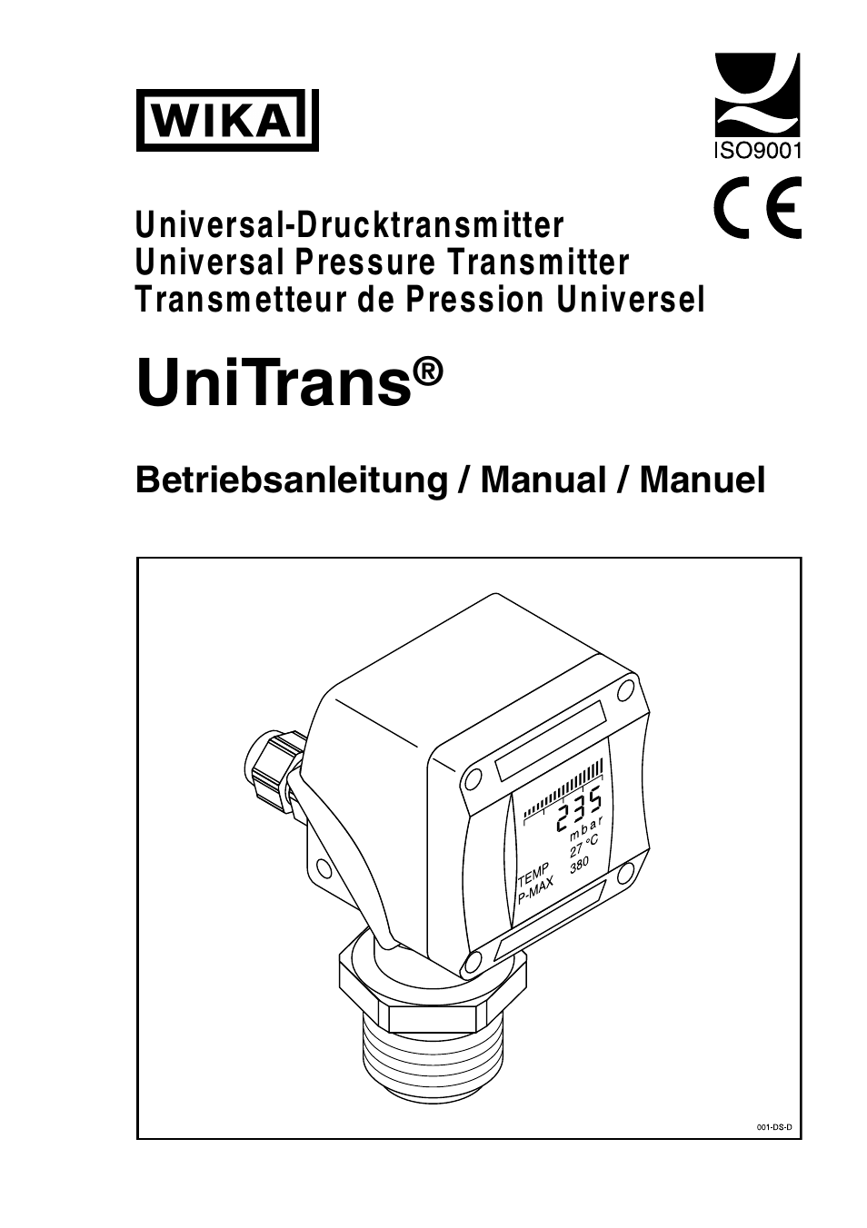 Unitrans, Betriebsanleitung / manual / manuel | WIKA UT-11 User Manual | Page 2 / 42