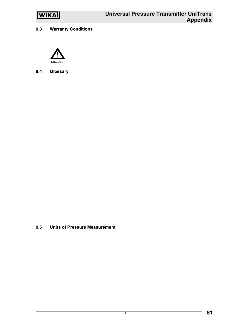 Universal pressure transmitter unitrans appendix | WIKA UT-11 User Manual | Page 42 / 42