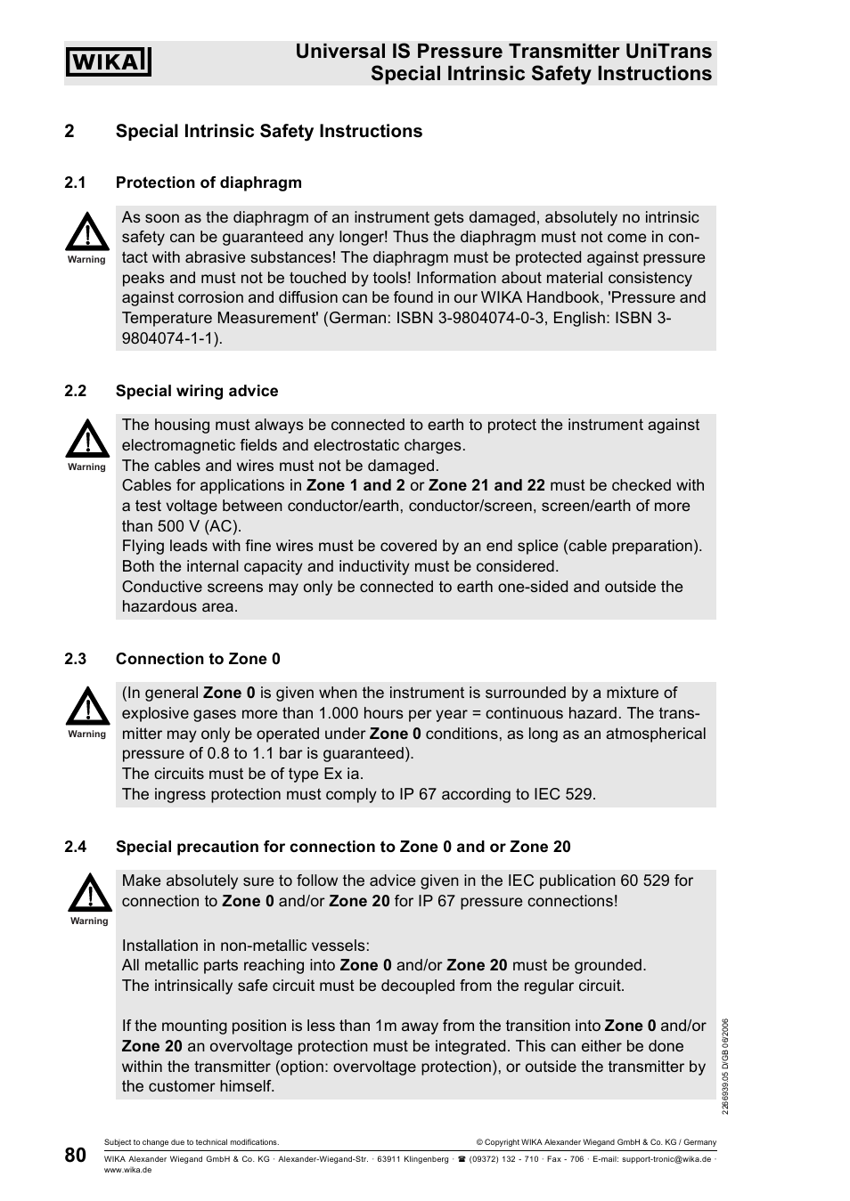 2special intrinsic safety instructions | WIKA IUT-11 User Manual | Page 5 / 78