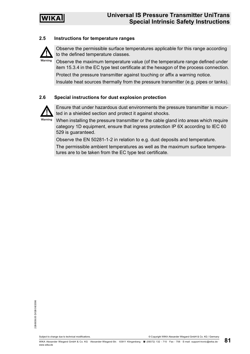 WIKA IUT-11 User Manual | Page 6 / 78