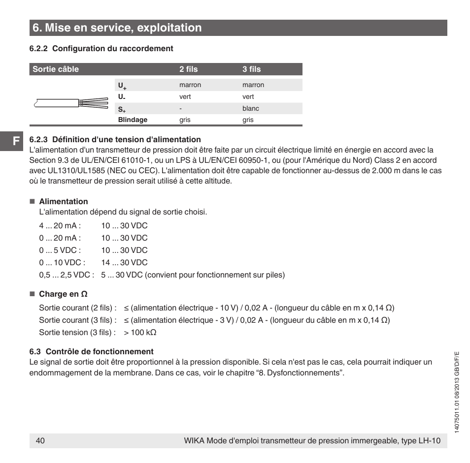 Mise en service, exploitation | WIKA LH-10 User Manual | Page 40 / 60