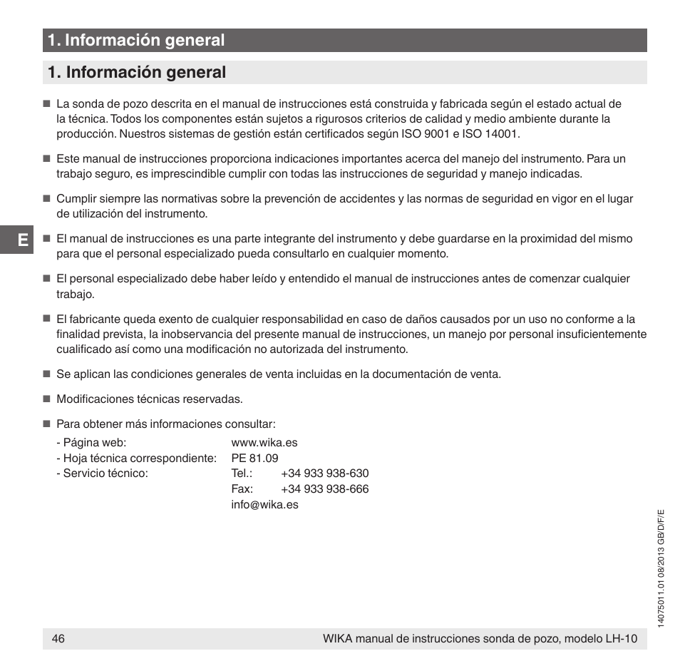 Información general | WIKA LH-10 User Manual | Page 46 / 60