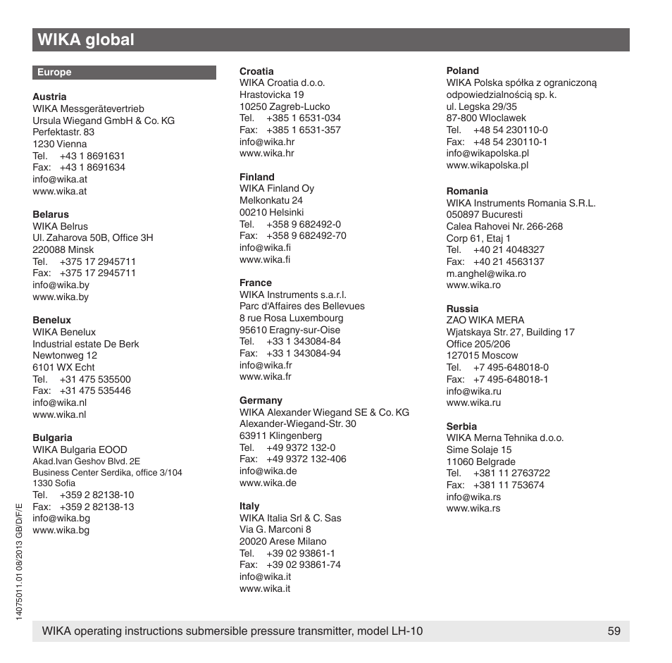 Wika global | WIKA LH-10 User Manual | Page 59 / 60