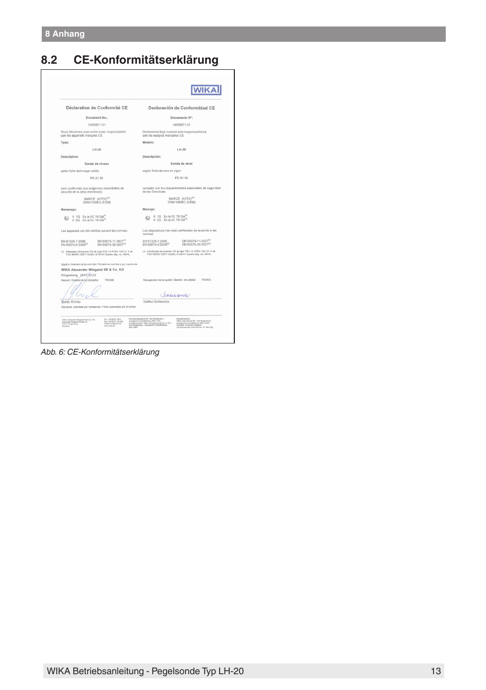 2 ce-konformitätserklärung | WIKA LH-20 User Manual | Page 13 / 60