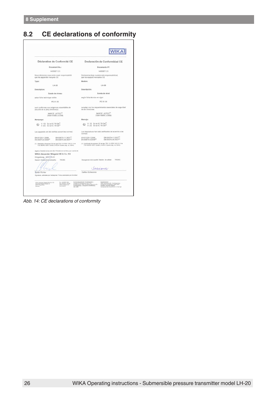 2 ce declarations of conformity | WIKA LH-20 User Manual | Page 26 / 60