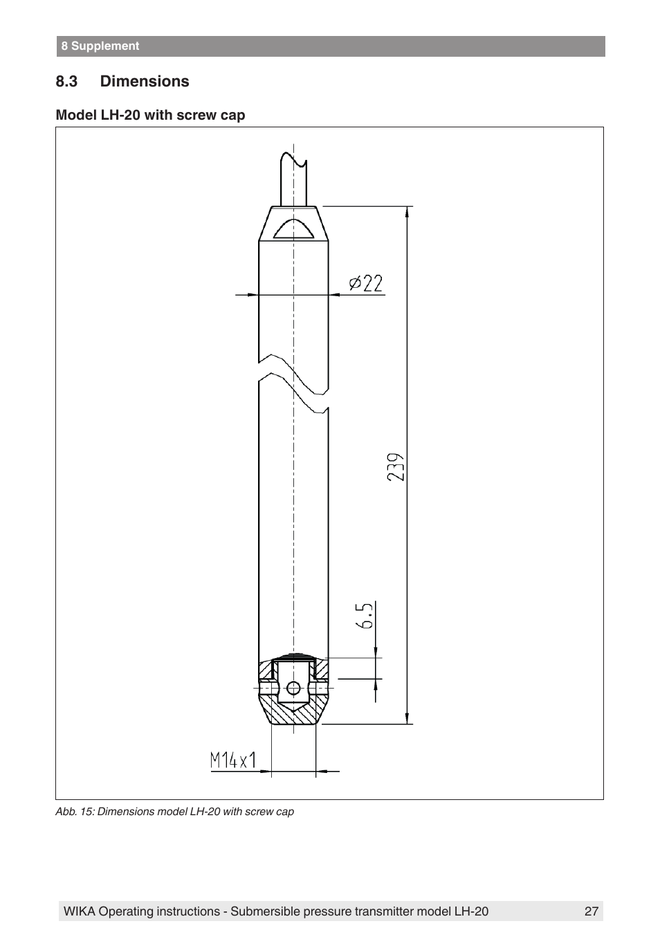 3 dimensions | WIKA LH-20 User Manual | Page 27 / 60