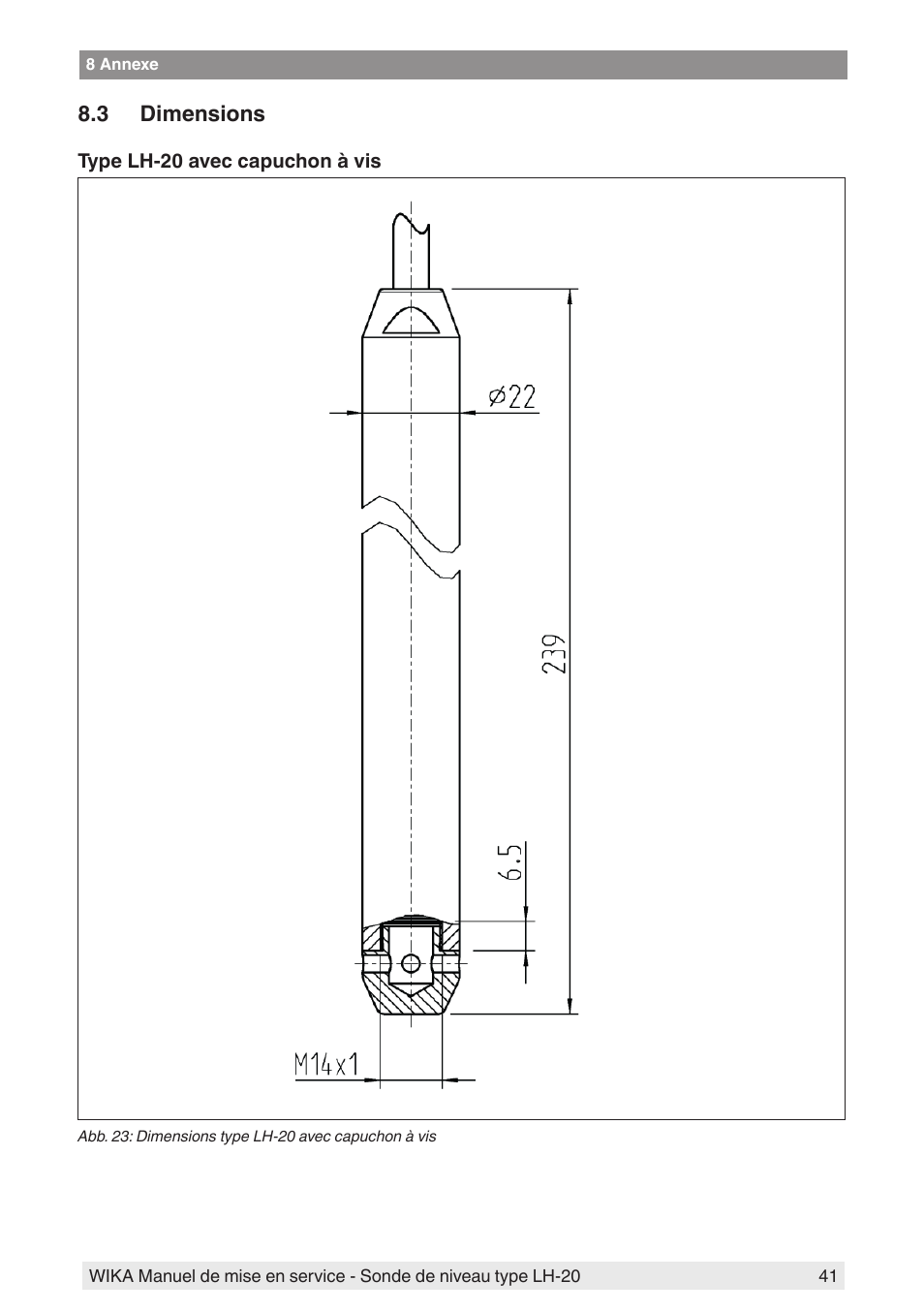 3 dimensions | WIKA LH-20 User Manual | Page 41 / 60