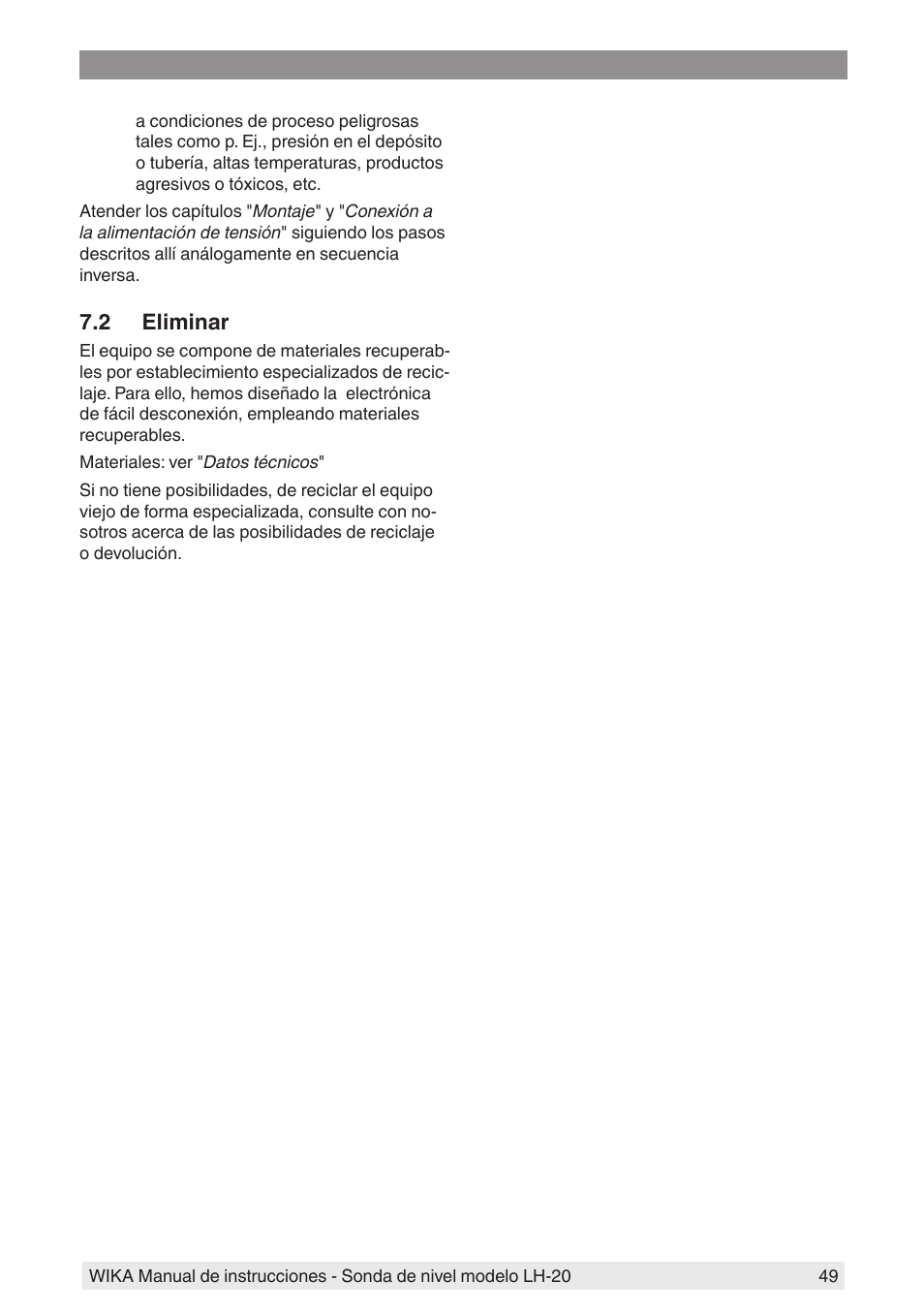 2 eliminar | WIKA LH-20 User Manual | Page 49 / 60
