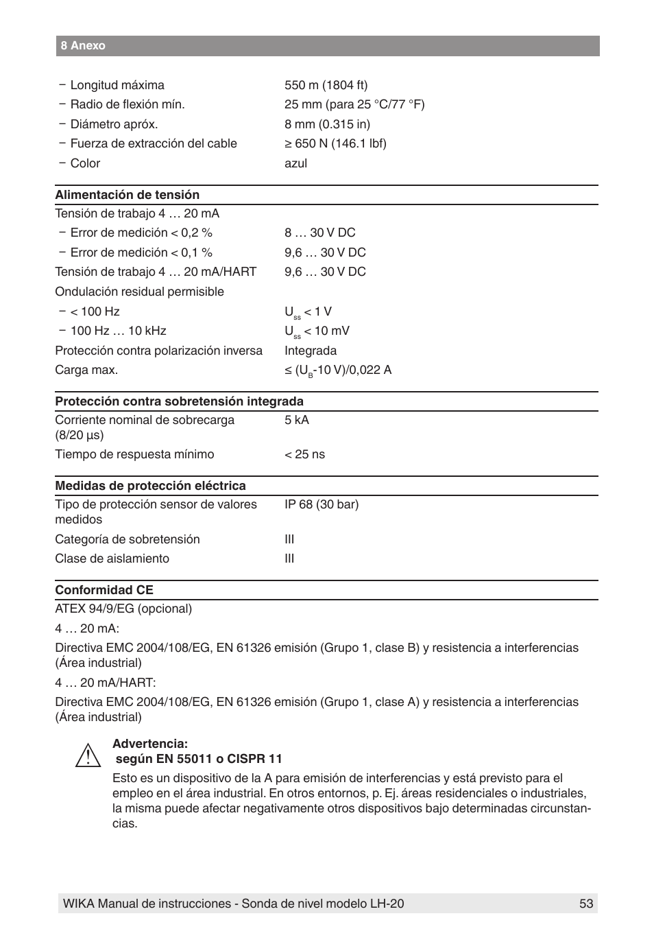 WIKA LH-20 User Manual | Page 53 / 60