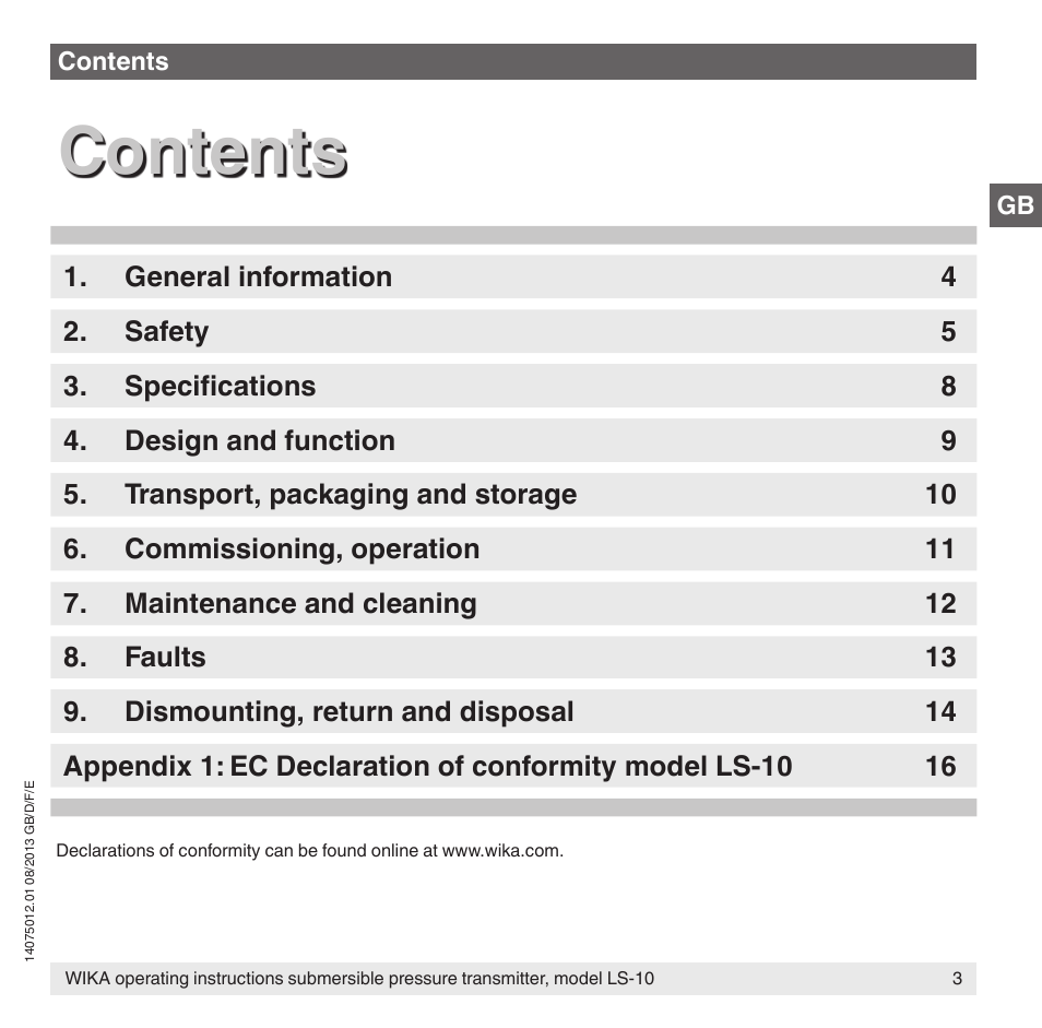 WIKA LS-10 User Manual | Page 3 / 60